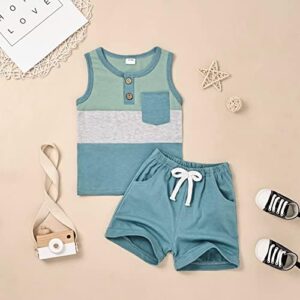 Boy Clothes Toddler Baby Boys Summer Outfits Sleeveless Patchwork T-Shirt Shorts Set 6 Months-4T - Image 2