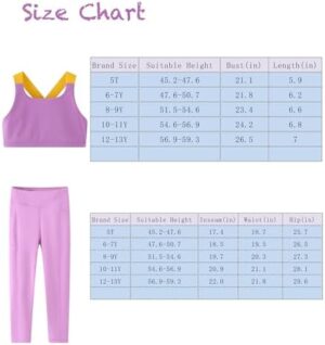 Girls Yoga Leggings Girls Athletic Leggings Training Bras Set Kids Gym Crop Tank Top Activewear Set for 5-13Years - Image 5