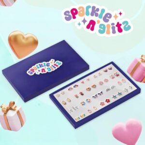 Sparkle N' Glitz 20 PACK STUD EARRING SET | Hypoallergenic Earrings For Girls | Stud Earrings for Girls | Girl Earrings | kids Earrings for girls | Earrings For Teen Girls | Kids Earrings for Girls Hypoallergenic - Image 3