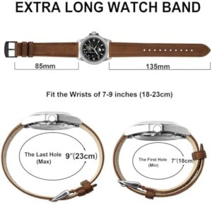 BISONSTRAP Extra Long Watch Bands 20mm 22mm, Leather Watch Straps for Men, XL Replacement Strap for Large Wrists - Image 4