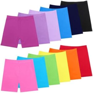 12 Pack Girls Dance Shorts, 12 Color Bike Short Breathable and Safety