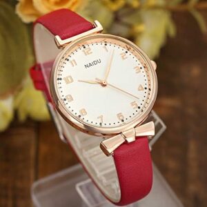 Top Plaza Womens Ladies Classic Simple Leather Analog Quartz Wrist Watch Rose Gold Case Arabic Numerals Casual Dress Watches - Image 5