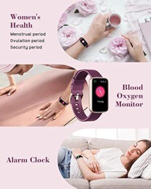 Smart Watches for Women Compatible with iPhone Android Phones, LYNN2 Women's Watch Fitness Tracker Watch Reloj para Mujer with Heart Rate Monitor Pedometer Sleep Tracker Waterproof Purple - Image 6