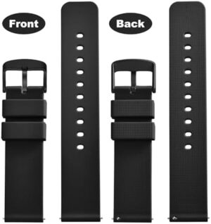 WOCCI 20mm Silicone Watch Band, Quick Release Rubber Replacement Strap with Black Stainless Steel Buckle (Black) - Image 4