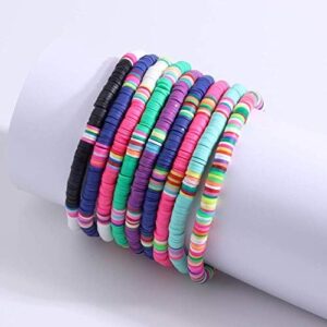 7-8 Pcs Boho Beads Multilayered Anklets Colorful Heishi Surfer Anklet Bracelets Handmade Bohemian Stackable Bead Anklets Stretch Multilayered Rainbow Foot Anklet Set Summer Beach Jewelry - Image 3