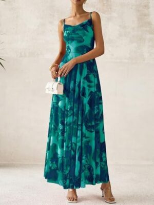 BTFBM Women Summer Floral Maxi Dresses Elegant Spaghetti Strap Dress Printed Party Dress Beach Long Dresses - Image 8