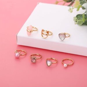 NEWITIN 7 Pieces-100 Pieces Cute Rings for Girls Crystal Ring Girl Pretend Play Rings and Dress up Rings Adjustable Rings Kids Jewelry Little Girls Gift for Girls Kids - Image 2