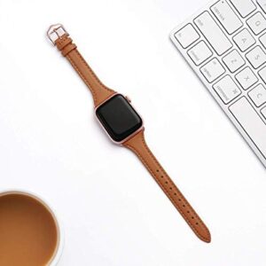 WFEAGL Leather Bands Compatible with Apple Watch Band 38mm 40mm 41mm 42mm 44mm 45mm 46mm 49mm Women, Grain Leather Strap Slim Thin Wristband for iWatch Ultra SE SE2 Series 10 9 8 7 6 5 4 3 2 1 - Image 2