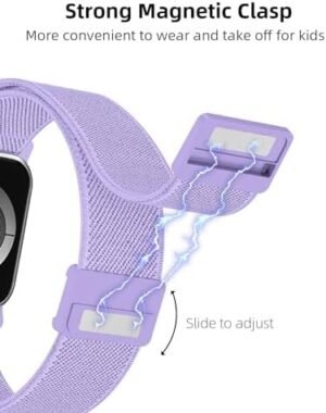 1/3 Pack Stretchy Nylon Solo Loop Compatible with Kids Apple Watch Bands 38mm 40mm 41mm& 42mm 44mm 45mm, Easy Buckle Adjustable Elastic Nylon Strap Replacement for iWatch Series 9/8/7/6/5/4/3/2/1/SE/SE2 Boys Girls - Image 3