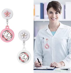 3X Retractable Nurse Watch for Nurses Doctors, Clip-on Hanging Lapel Nurse Watch Silicone Cover Brooch Fob Pocket Watch Badge Reel - Image 3