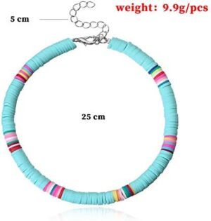 7-8 Pcs Boho Beads Multilayered Anklets Colorful Heishi Surfer Anklet Bracelets Handmade Bohemian Stackable Bead Anklets Stretch Multilayered Rainbow Foot Anklet Set Summer Beach Jewelry - Image 2