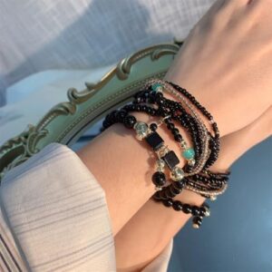 8Pcs Bohemian Stackable Beaded Bracelets Set for Women,Handmade Layered Strand Bead Bracelets, Boho Crystal Elastic Stretch Bracelets for Women - Image 2