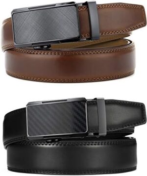 CHAOREN Mens Dress Belt Leather 2 Pack - Mens Ratchet Belt for Dress Shirt and Pants Every Occasion (32mm) - Image 4