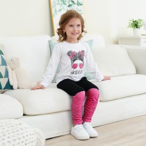 Kids Toddler Girls Clothes Figure Graphic Drop Shoulder Top Pullover Spotted Print Pants Fall Winter Outfit Set - Image 5