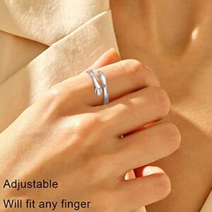 Yesteel S925 Sterling Silver Hug Ring for Women Teen Girls, Adjustable Ring Jewelry Mothers Day Birthday Gifts for Daughters Mom Sister Wife Friends Grandma - Image 3