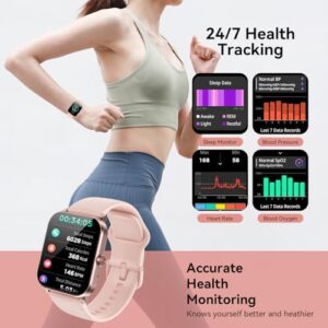 Smart Watch, 1.85" Smartwatch for Men Women (Answer/Make Call), Heart Rate, Sleep Monitor, Pedometer, Spo2, Activity Tracker, IP68 Waterproof Fitness Watch for Android iOS (Rose Gold) - Image 4