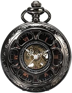 ShoppeWatch Men’s Pocket Watch with Chain | Hand Winding Vintage Pocket Watch | Classic Mechanical Movement Pocketwatch | 1920s Railroad Steampunk Costume Accessory