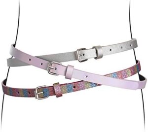 3 Pack Belts for Girls Rainbow Black Silver - Image 3