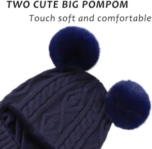 Winter Baby Knitted Hat Scarf Kids Boys Girls Hood Hats Toddler Earflap Beanie with Pompom - Image 3