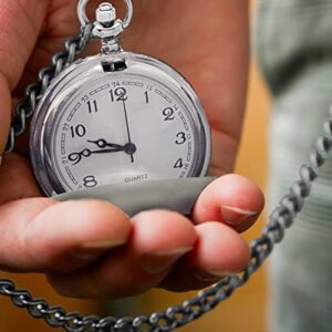 My Personal Memories, Personalized Gunmetal Gray, Black or Silver Quartz Pocket Watch with Chain - Groomsmen Wedding Party - Engraved - Image 3