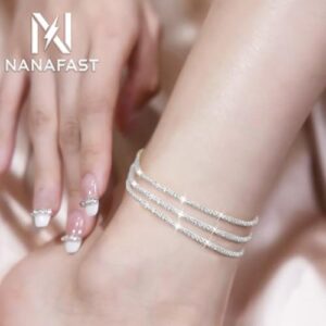 Nanafast Women's Ankle Bracelets, Sparkling Multi-layer Anklet Bracelets for Women, Adjustable Shiny Gold/Silver Anklets for Women, Beach Cute Anklets Jewelry for Summer - Image 7