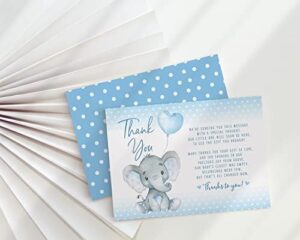 Your Main Event Prints Elephant Baby Shower Thank You Cards - 20 Count Pre-Written Thank You Cards - Baby Sprinkle Blue Dots - No Envelopes Included - Image 5