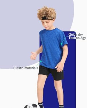 5 Pack Boys&Girls Athletic Quick Dry Short Sleeve Youth Performance Activewear T-Shirt for Kids - Image 3