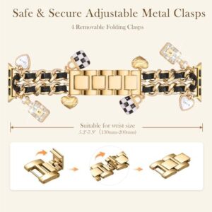 Stylish Metal Band Compatible with Apple Watch Bands for Women 40mm 38mm 41mm 44mm 42mm 45mm 46mm,Pretty Chain Strap with Apple Watch Accessories Charms for iWatch Bands Series 10 9 8 7 6 5 4 3 2 1 SE - Image 5