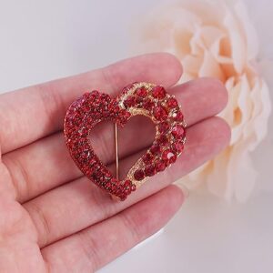 LAXPICOL Vintage Cute Red Love-Heart Austrian Crystal Brooch Broach Pin for Women - Image 4