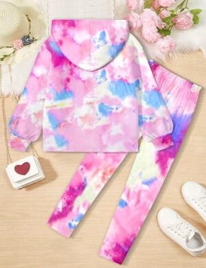 KANGKANG Girls Clothes Knitted Hoodie Pullover Tie Dye Leggings 2 Piece Girls' Clothing Sets Fall Sweatsuits Outfits - Image 6