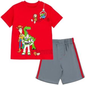 Disney Winnie the Pooh Lion King Monsters Inc. Toy Story Incredibles Lilo & Stitch T-Shirt & Mesh Shorts Infant to Big Kid