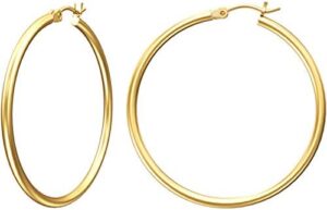 Gacimy Gold Hoop Earrings for Women 14K Real Gold Plated Hoops with 925 Sterling Silver Post