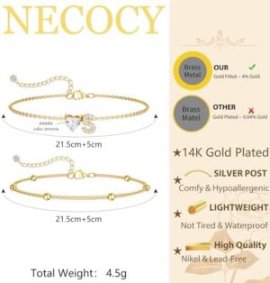 Love Heart Initial Gold Anklets for Women Dainty 14k Gold Plated CZ Anklet Trendy Waterproof Fashion Jewelry Gifts for Women - Image 4