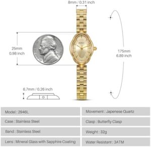 BERNY Gold Watches for Women Dainty Ladies Quartz Watch Vintage Copper Mirrors Shape Japanese Quartz Movement 3ATM Waterproof Fashion Female Wrist Watch Luxury Birthday Gifts - Image 6