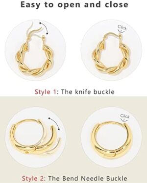 Adoyi 9 Pairs Gold Hoop Earrings Set for Womens Twisted Huggie Hoops Earrings 14K 18K Gold Plated for Girls Valentines Mother's Day Birthday Gifts Lightweight - Image 8