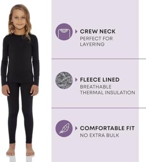 Rocky Thermal Underwear for Kids, Girls Thermals Top and Bottom Set, Long Johns Underwear, Base Layer for Cold weather/skiing - Image 2