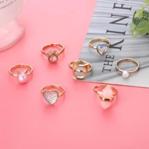 NEWITIN 7 Pieces-100 Pieces Cute Rings for Girls Crystal Ring Girl Pretend Play Rings and Dress up Rings Adjustable Rings Kids Jewelry Little Girls Gift for Girls Kids - Image 3