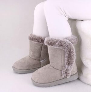 LONSOEN Kids Girls Boys Winter Warm Boots Suede Lightweight Faux Fur Lined Mid Calf Snow Boots for Toddler/Little Kid - Image 4