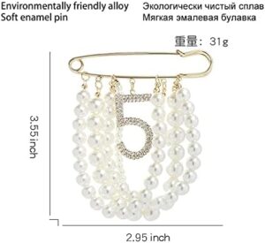 Fashion Jewelry Large Faux Imitation Pearl Dangle Lucky Number Five Brooch Pin for Women - Image 2