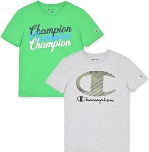 Champion Boys Tee Shirts 2 Pack Short Sleeve T-Shirts for Boys in Sizes 4-18