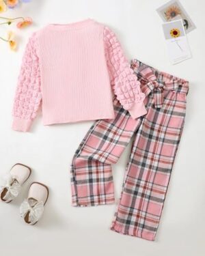 Little Girls Clothes 2 Piece Outfit Kids Long Sleeve T Shirt Pant Set Cute Fall Winter Outfits for Girl Age 4-8 - Image 3