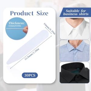 30PCS 2.2" Collar Stays for Men's Dress Shirts, Plastic Collar Stays Dress Shirt Collar Inserts, Waterproof Invisible Shirt Collar Inserts, Dress Shirt Collar Stays for Men (White) - Image 2