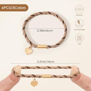 6 PCS Hair Bracelets for Women, Letter Boho Hair Ties for Thick & Thin Hair, Gold Initial Bracelet Sets, Dual-Use Stretch Bracelets, Braided Hair Ties for Ponytail Holders, Valentine's Day Gifts(S) - Image 2