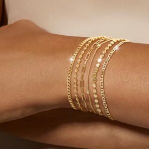 Dainty 14K Gold Bracelets for Women - Waterproof Stackable Gold Bracelet Set - Perfect for Stylish Women - Image 4