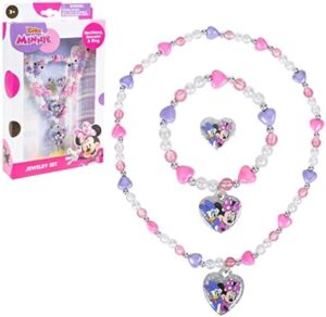 LUV HER Disney Minnie Girls Jewelry Set - Dress up Toy Jewelry Box Sets with Bead Necklace, Bead Bracelet and Ring - Play Accessories - Ages 3+ - Image 2