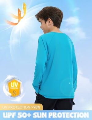 BALEAF Boy's Sun Shirts UPF 50+ Rash Guard UV Protection Swim Tops Quick Dry Lightweight Long Sleeve Clothing - Image 2