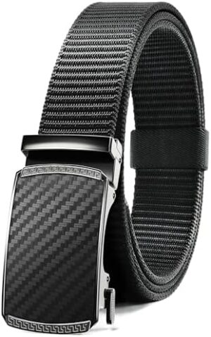 CHAOREN Ratchet Belts for Men - Casual Web Nylon Mens Belt 1 3/8" - Adjustable and Durable for Jeans