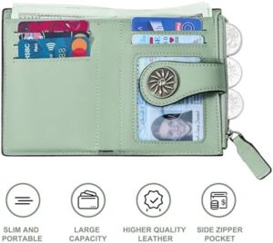 Small Wallet for Women Bifold RFID Blocking Card Holder Leather Wallets with Zipper Coin Pocket - Image 6