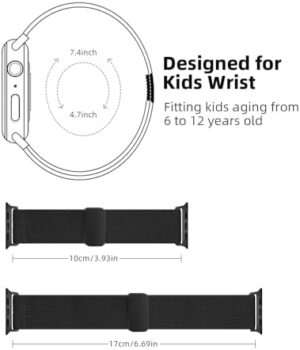 1/3 Pack Stretchy Nylon Solo Loop Compatible with Kids Apple Watch Bands 38mm 40mm 41mm& 42mm 44mm 45mm, Easy Buckle Adjustable Elastic Nylon Strap Replacement for iWatch Series 9/8/7/6/5/4/3/2/1/SE/SE2 Boys Girls - Image 2