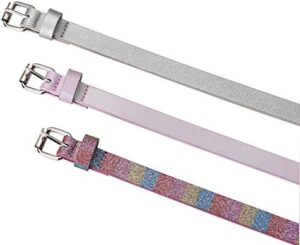 3 Pack Belts for Girls Rainbow Black Silver - Image 4